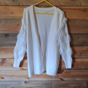 BiBi Ivory Fringe Sleeve Cardigan